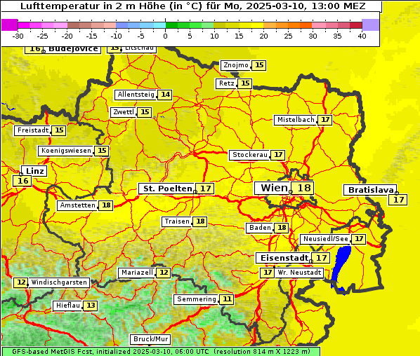 Temperatur, 10. 3. 2025