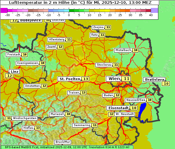 Temperatur, 10. 12. 2025