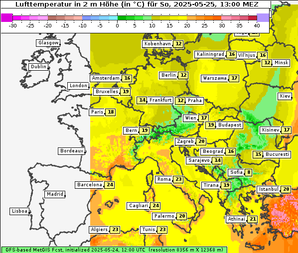 Temperatur, 25. 5. 2025