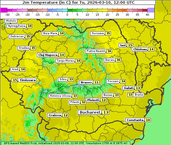 Temperatur, 10. 3. 2026