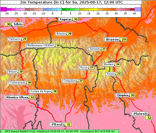 Temperatur, 17. 8. 2025