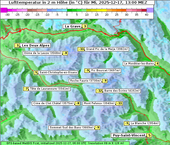 Temperatur, 17. 12. 2025