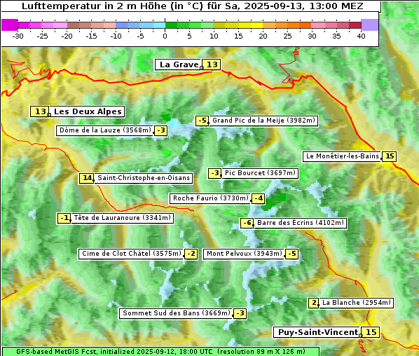 Temperatur, 13. 9. 2025