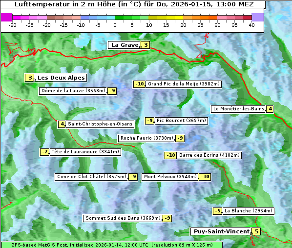 Temperatur, 15. 1. 2026
