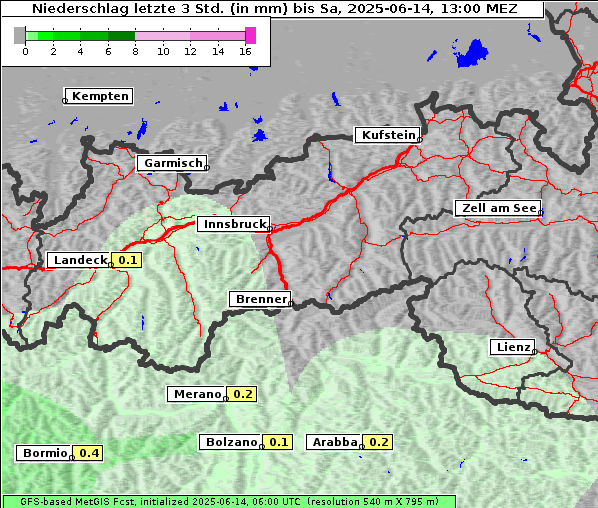 Niederschlag, 14. 6. 2025