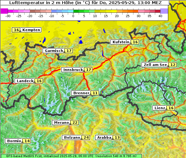 Temperatur, 29. 5. 2025