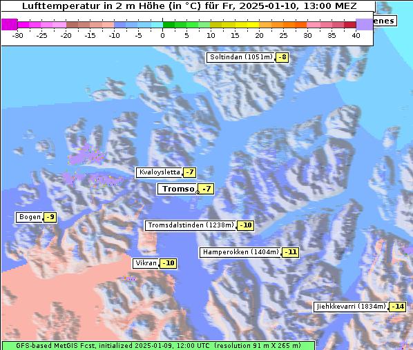 Temperatur, 10. 1. 2025