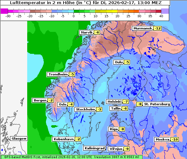 Temperatur, 17. 2. 2026