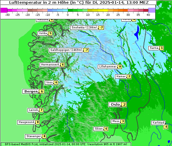 Temperatur, 14. 1. 2025