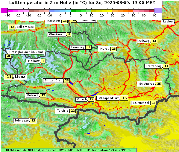 Temperatur, 9. 3. 2025