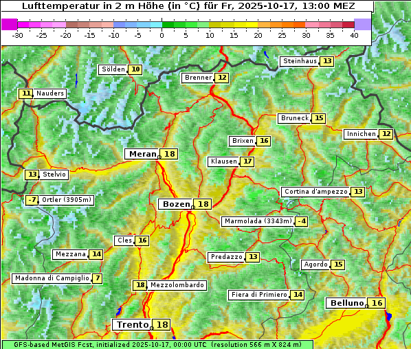 Temperatur, 17. 10. 2025