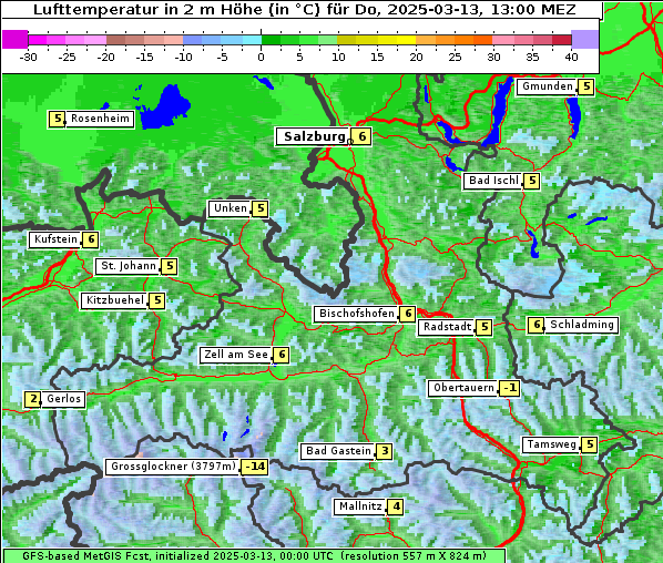 Temperatur, 13. 3. 2025