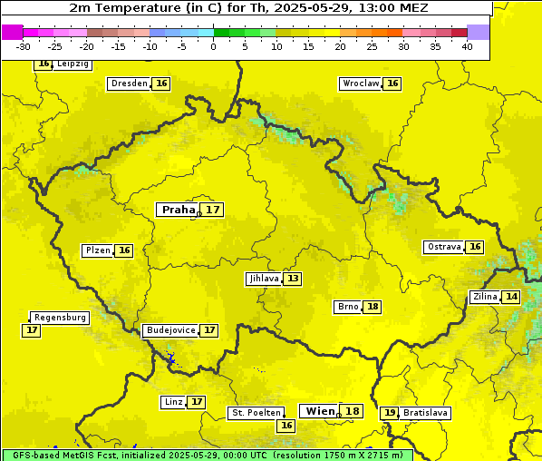 Temperatur, 29. 5. 2025