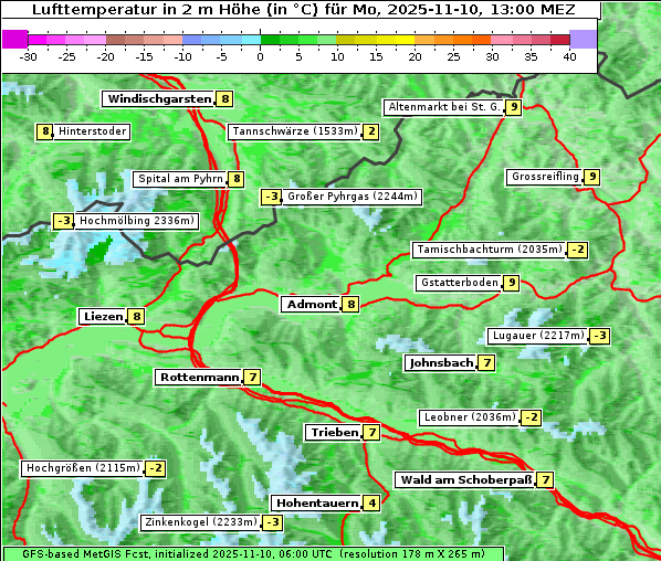 Temperatur, 10. 11. 2025