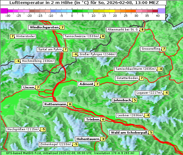 Temperatur, 8. 2. 2026
