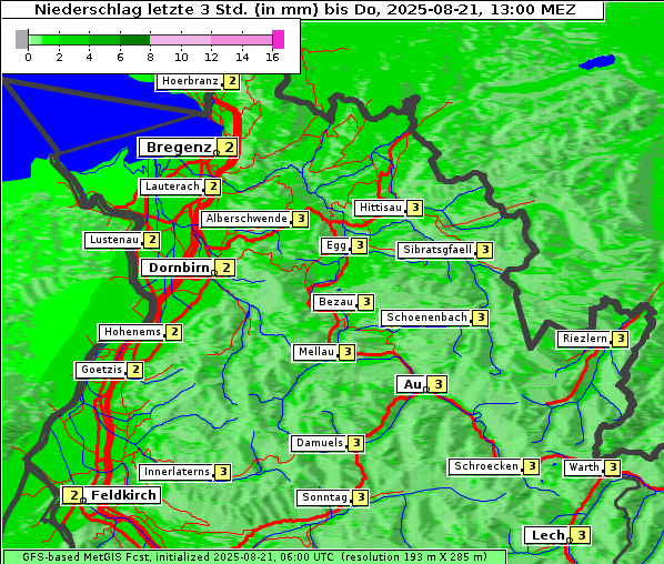Niederschlag, 21. 8. 2025