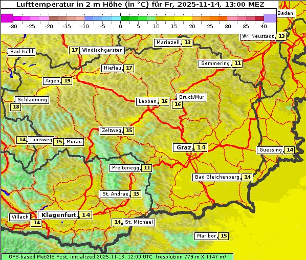 Temperatur, 14. 11. 2025