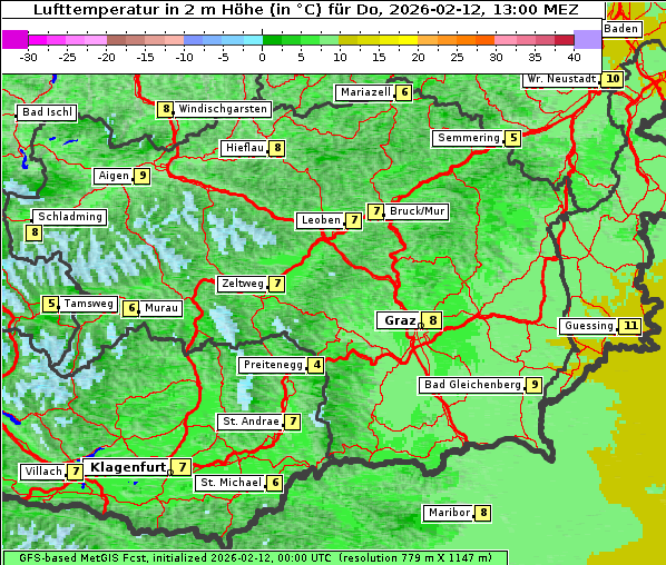 Temperatur, 12. 2. 2026