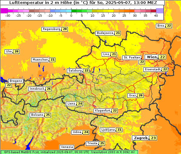Temperatur, 7. 9. 2025