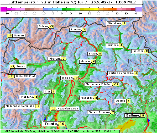 Temperatur, 17. 2. 2026