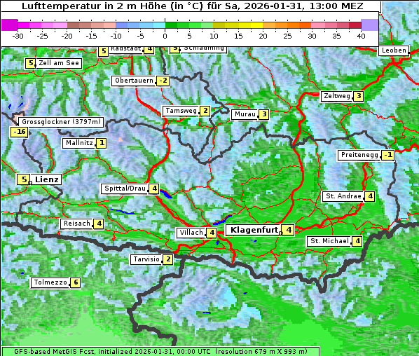 Temperatur, 31. 1. 2026