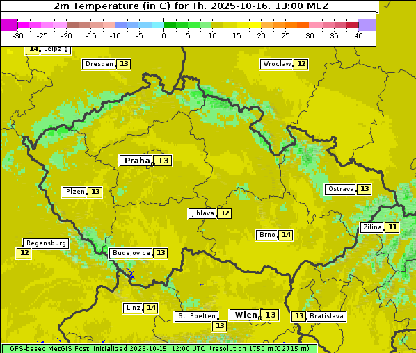 Temperatur, 16. 10. 2025