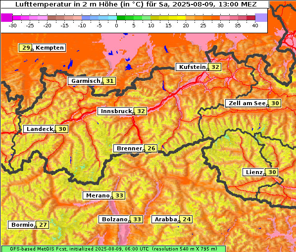 Temperatur, 9. 8. 2025