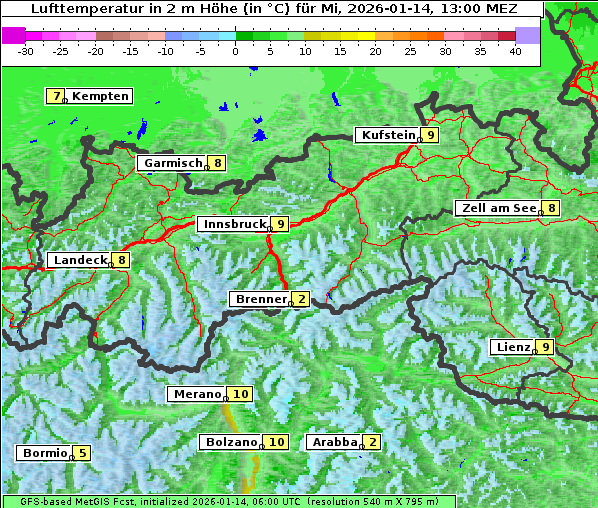 Temperatur, 14. 1. 2026
