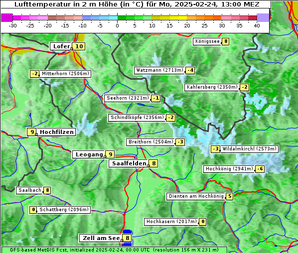 Temperatur, 24. 2. 2025