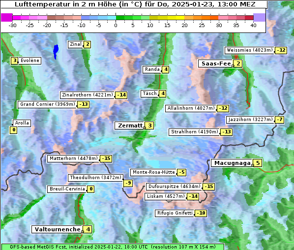 Temperatur, 23. 1. 2025