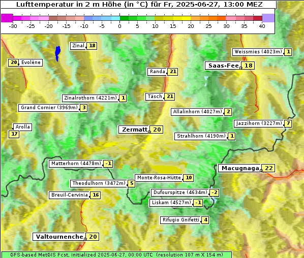 Temperatur, 27. 6. 2025