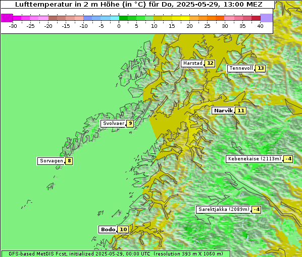 Temperatur, 29. 5. 2025