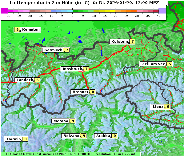 Temperatur, 20. 1. 2026