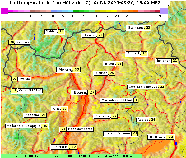 Temperatur, 26. 8. 2025