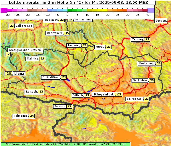 Temperatur, 3. 9. 2025