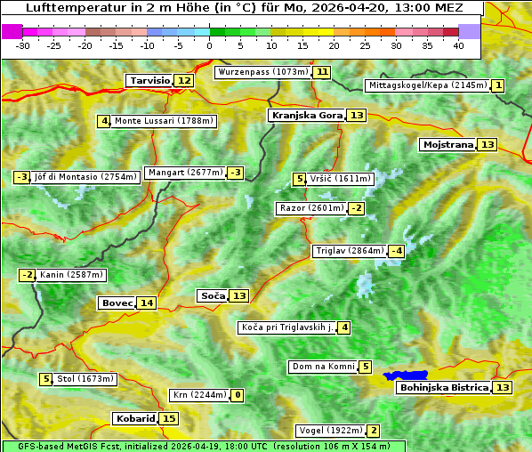 Temperatur, 20. 4. 2026