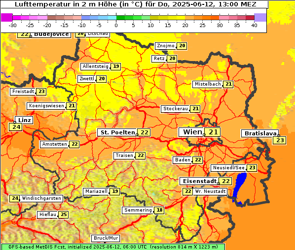 Temperatur, 12. 6. 2025