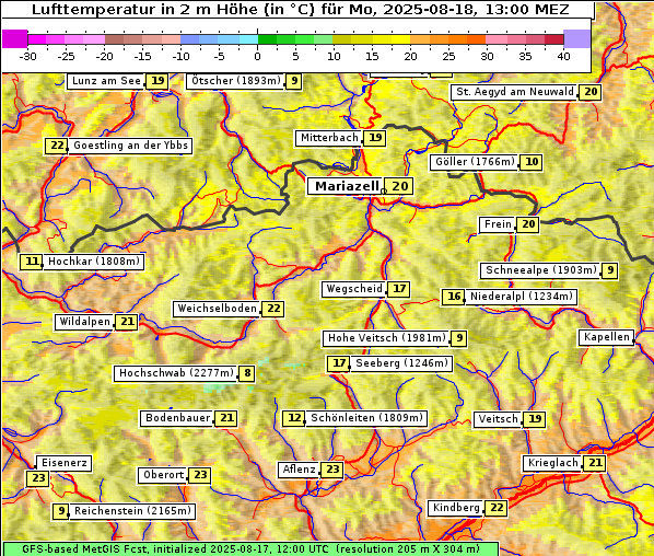 Temperatur, 18. 8. 2025
