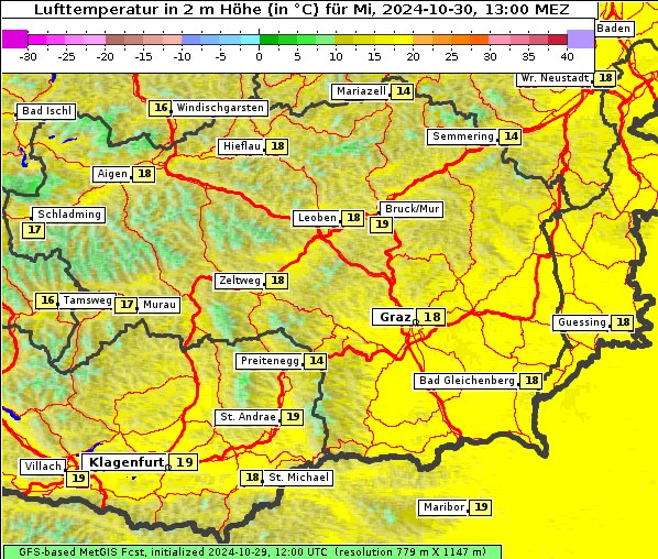 Temperatur, 30. 10. 2024