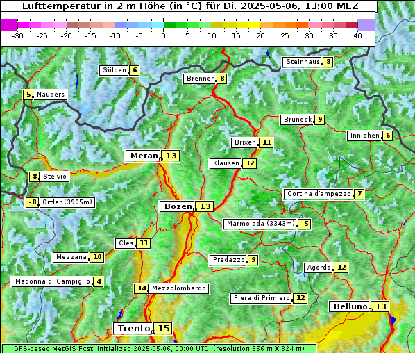 Temperatur, 6. 5. 2025