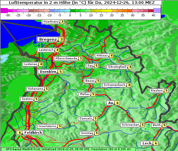 Temperatur, 26. 12. 2024