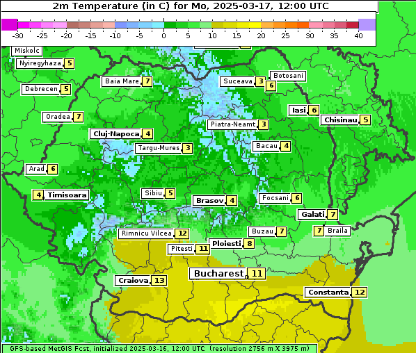 Temperatur, 17. 3. 2025