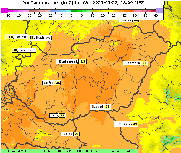 Temperatur, 28. 5. 2025