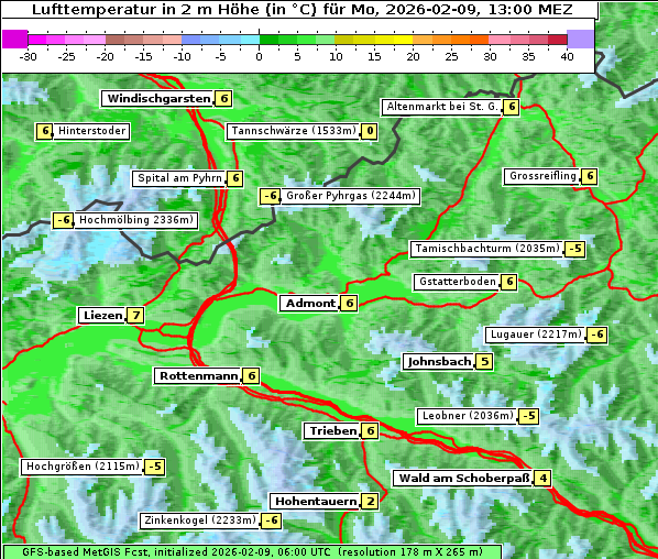 Temperatur, 9. 2. 2026