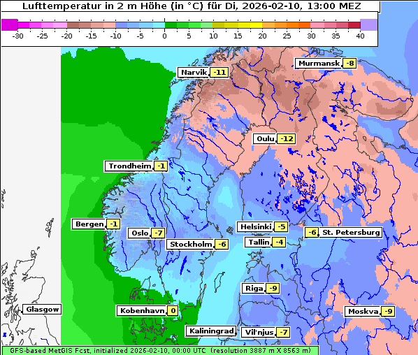 Temperatur, 10. 2. 2026