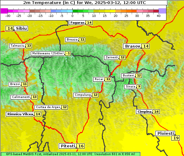 Temperatur, 12. 3. 2025