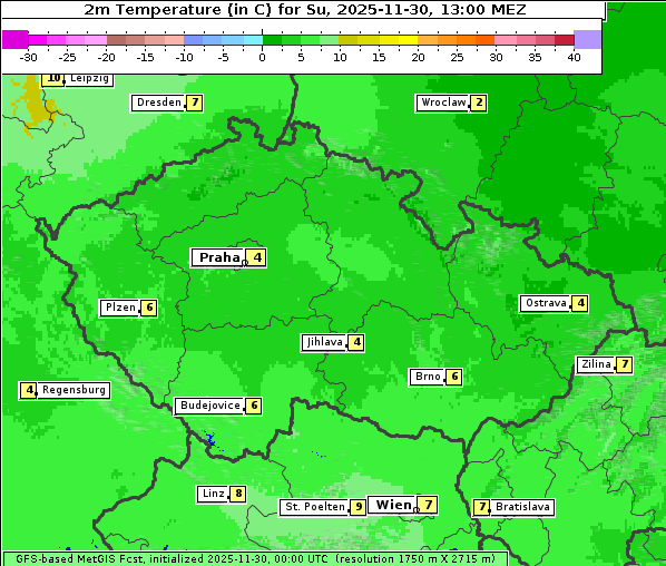 Temperatur, 30. 11. 2025