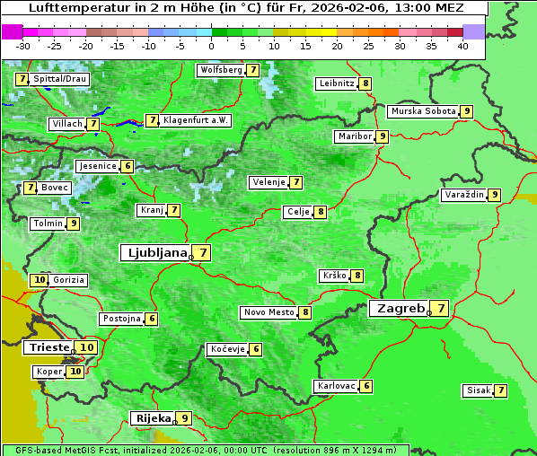 Temperatur, 6. 2. 2026