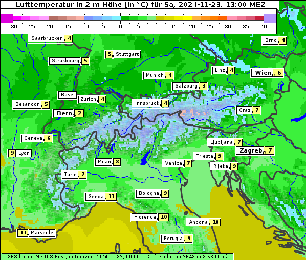 Temperatur, 23. 11. 2024