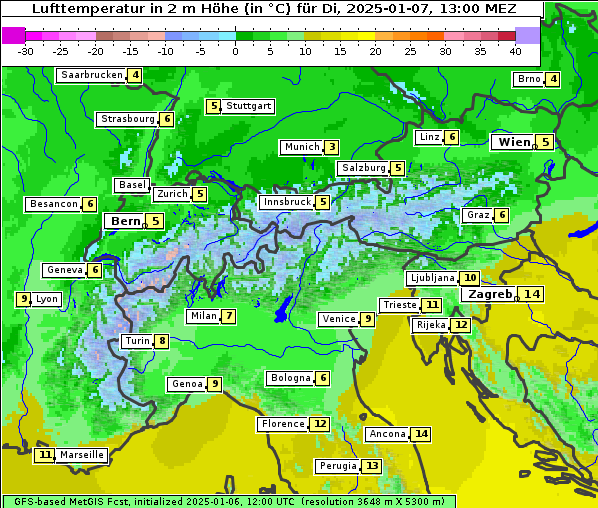 Temperatur, 7. 1. 2025